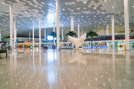 SHENZHEN, CHINA - CIRCA MAY, 2016: inside of Shenzhen Bao'an International Airport. It is located near Huangtian and Fuyong villages in Bao'an District, Shenzhen, Guangdong, China.のeditorial素材