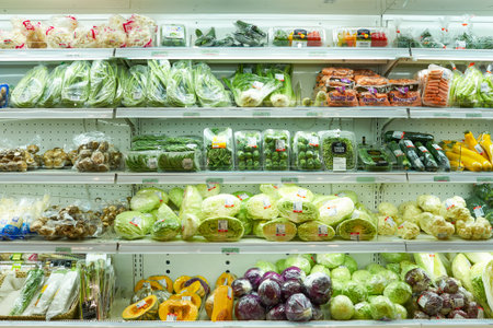 KUALA LUMPUR, MALAYSIA - CIRCA MAY, 2016: inside of a grocery store in Kuala Lumpur. A grocery store is a retail store that primarily sells food.のeditorial素材