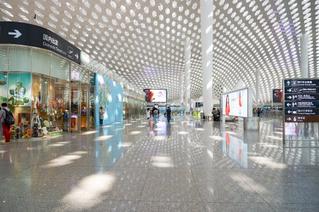 SHENZHEN, CHINA - CIRCA MAY, 2016: inside of Shenzhen Bao'an International Airport. It is located near Huangtian and Fuyong villages in Bao'an District, Shenzhen, Guangdong, China.のeditorial素材