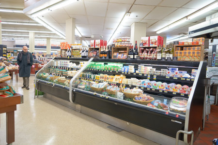 CHICAGO, IL - CIRCA MARCH, 2016: inside Jewel-Osco store. Jewel-Osco is a supermarket chain headquartered in Itasca, Illinois, a Chicago suburb.のeditorial素材