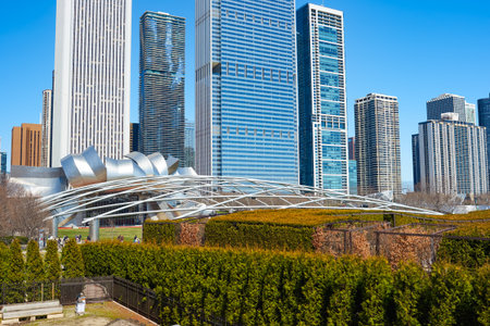 CHICAGO, IL - CIRCA MARCH, 2016: view of Millennium Park in the daytime. Millennium Park is a public park located in the Loop community area of Chicago in Illinois.のeditorial素材