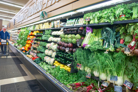 CHICAGO, IL - CIRCA MARCH, 2016: inside Jewel-Osco store. Jewel-Osco is a supermarket chain headquartered in Itasca, Illinois, a Chicago suburb.のeditorial素材