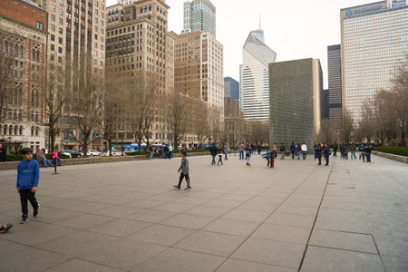 CHICAGO, IL - CIRCA MARCH, 2016: Millennium Park in the daytime. Millennium Park is a public park located in the Loop community area of Chicago in Illinoisのeditorial素材