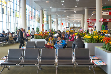 MACAO, CHINA - FEBRUARY 17, 2016: inside of Macau International Airport. Macau International Airport is an international airport in the special administrative region of Macau.のeditorial素材