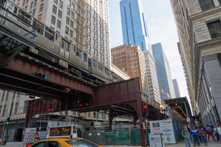 CHICAGO, IL - CIRCA MARCH, 2016: Chicago downtown in the daytime. Chicago is the third most populous city in the United States.のeditorial素材