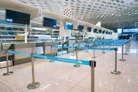 SHENZHEN, CHINA - CIRCA MAY, 2016: inside of Shenzhen Bao'an International Airport. It is located near Huangtian and Fuyong villages in Bao'an District, Shenzhen, Guangdong, China.のeditorial素材