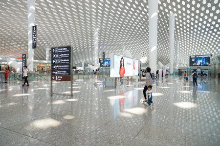 SHENZHEN, CHINA - CIRCA MAY, 2016: inside of Shenzhen Bao'an International Airport. It is located near Huangtian and Fuyong villages in Bao'an District, Shenzhen, Guangdong, China.のeditorial素材