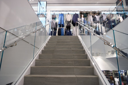 CHICAGO, IL - MARCH 24, 2016: inside of H&M store. H & M Hennes & Mauritz AB is a Swedish multinational retail-clothing company, known for its fast-fashion clothing for men, women, teenagers and children.のeditorial素材