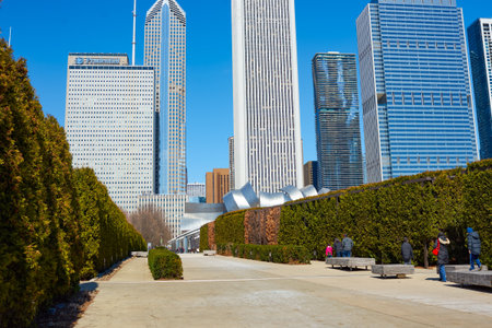 CHICAGO, IL - CIRCA MARCH, 2016: view of Millennium Park in the daytime. Millennium Park is a public park located in the Loop community area of Chicago in Illinois.のeditorial素材