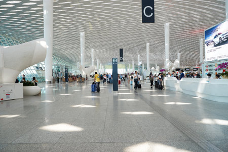 SHENZHEN, CHINA - CIRCA MAY, 2016: inside of Shenzhen Bao'an International Airport. It is located near Huangtian and Fuyong villages in Bao'an District, Shenzhen, Guangdong, China.のeditorial素材