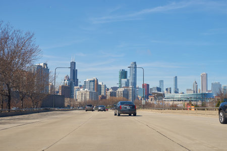 CHICAGO, IL - MARCH 25, 2016: Chicago traffic in the daytime. Chicago is the third most populous...