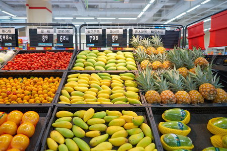 SHENZHEN, CHINA - CIRCA MAY, 2016: inside of Walmart store. Wal-Mart Stores, Inc. is an American multinational retail corporation that operates a chain of hypermarkets, discount department stores and grocery stores.のeditorial素材