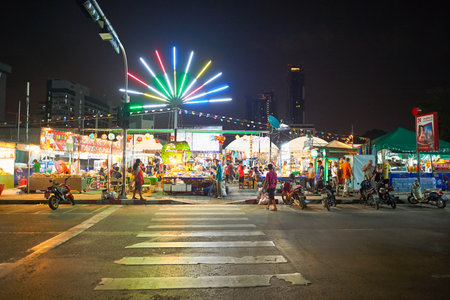 PATTAYA, THAILAND - CIRCA FEBRUARY, 2016: Pattaya at night time. Pattaya is a resort city in Thailand.のeditorial素材