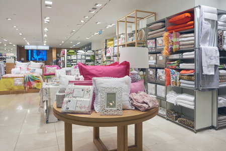 MACAO, CHINA - FEBRUARY 16, 2016: inside of Shoppes at Sands Cotai Centra. Shoppes at Sands Cotai Central is a large shopping mall in Macaoのeditorial素材