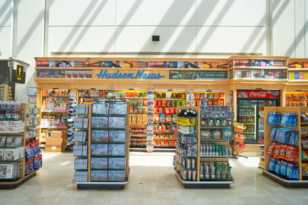 NEW YORK - APRIL 06, 2016: inside JFK Airport. John F. Kennedy International Airport is a major international airport located in the Queens borough of New York City.のeditorial素材