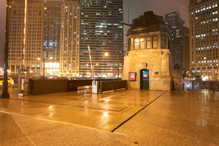 CHICAGO, IL - CIRCA MARCH, 2016: Chicago at night time. Chicago is the third most populous city in the United States.のeditorial素材