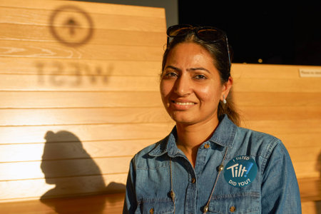 CHICAGO, IL - CIRCA MARCH, 2016: the TILT platform visitor at John Hancock Center's observatory. The John Hancock Center is a supertall skyscraper at 875 North Michigan Avenue, Chicago.のeditorial素材