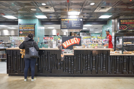 CHICAGO, IL - CIRCA MARCH, 2016: inside of Whole Foods Market. Whole Foods Market Inc. is an American supermarket chain exclusively featuring foods without artificial preservatives, colors, flavors, sweeteners, and hydrogenated fats.のeditorial素材