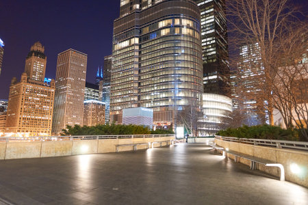 CHICAGO, IL - CIRCA APRIL, 2016: Chicago at night time. Chicago is the third most populous city in the United States.のeditorial素材