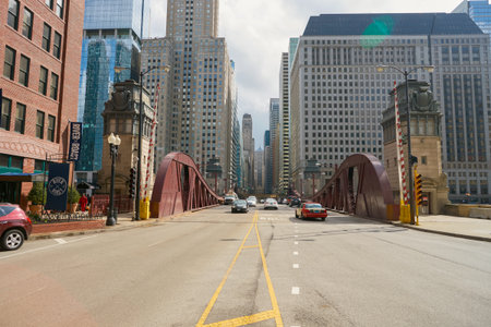 CHICAGO, IL - CIRCA MARCH, 2016: Chicago downtown in the daytime. Chicago is the third most populous city in the United States.のeditorial素材