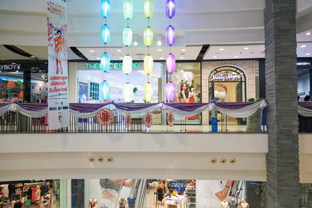 PATTAYA, THAILAND - FEBRUARY 22, 2016: inside of Central Festival Pattaya. Central Festival Pattaya Beach is a shopping mall in Pattaya, Thailand.のeditorial素材