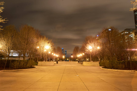CHICAGO, IL - CIRCA MARCH, 2016: Chicago at night time. Chicago is the third most populous city in...