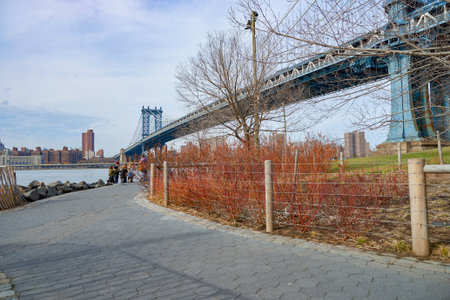 NEW YORK - CIRCA MARCH, 2016: Manhattan Bridge in the daytime. The Manhattan Bridge is a suspension...