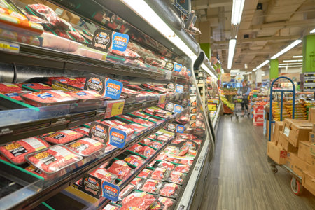 CHICAGO, IL - CIRCA APRIL, 2016: inside Jewel-Osco store. Jewel-Osco is a supermarket chain headquartered in Itasca, Illinois, a Chicago suburb.のeditorial素材