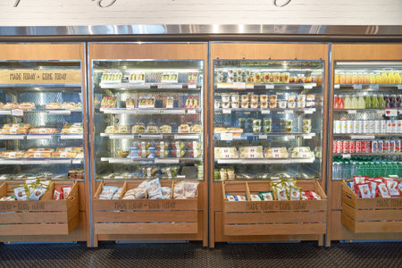 CHICAGO, IL - CIRCA MARCH, 2016: inside of Pret a Manger. Pret a Manger is a sandwich shop chain based in the United Kingdomのeditorial素材