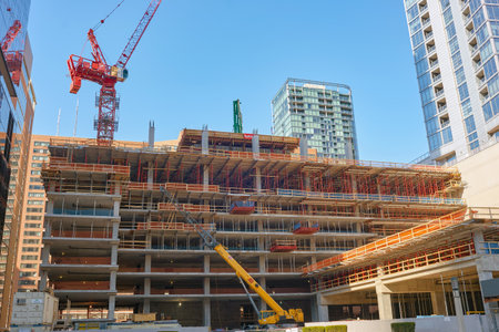 CHICAGO, IL - CIRCA APRIL, 2016: construction site in Chicago. Chicago is the third most populous city in the United States.のeditorial素材