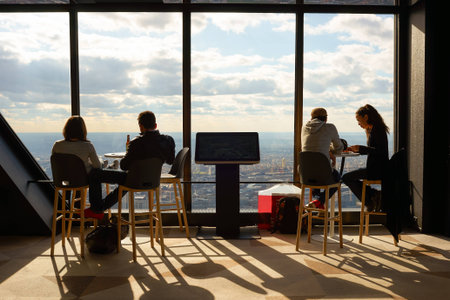 CHICAGO, IL - CIRCA MARCH, 2016: visitors at John Hancock Center's observatory. The John Hancock...