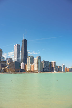 CHICAGO, IL - CIRCA APRIL, 2016: view of Chicago in the daytime. Chicago is the third most populous...
