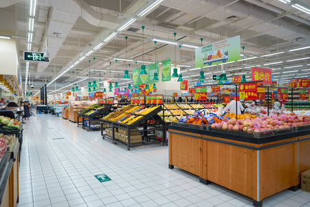 SHENZHEN, CHINA - CIRCA MAY, 2016: inside of Walmart store. Wal-Mart Stores, Inc. is an American...