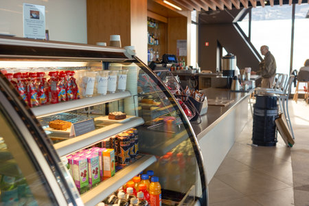CHICAGO, IL - CIRCA MARCH, 2016: inside of John Hancock Center's observatory. The John Hancock Center is a supertall skyscraper at 875 North Michigan Avenue, Chicago.のeditorial素材