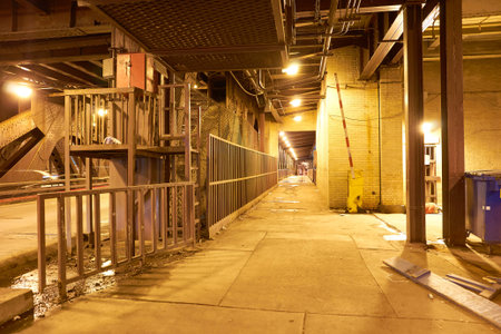 CHICAGO, IL - CIRCA APRIL, 2016: Chicago at night time. Chicago is the third most populous city in the United States.のeditorial素材