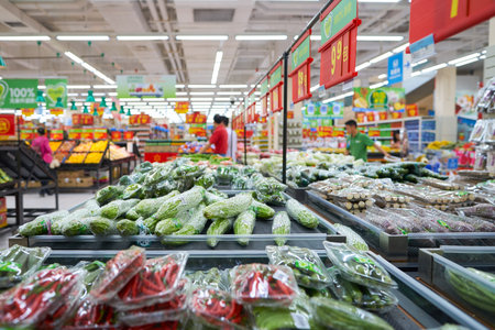 SHENZHEN, CHINA - CIRCA MAY, 2016: inside of Walmart store. Wal-Mart Stores, Inc. is an American multinational retail corporation that operates a chain of hypermarkets, discount department stores and grocery stores.のeditorial素材