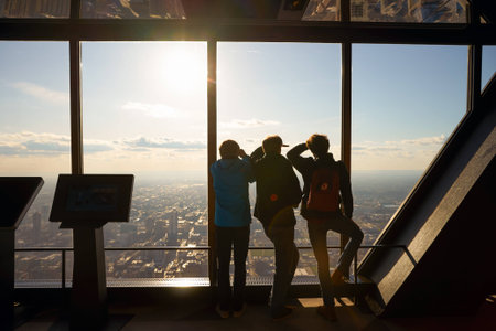CHICAGO, IL - CIRCA MARCH, 2016: visitors at John Hancock Center's observatory. The John Hancock...