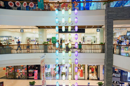 PATTAYA, THAILAND - FEBRUARY 22, 2016: inside of Central Festival Pattaya. Central Festival Pattaya Beach is a shopping mall in Pattaya, Thailand.のeditorial素材
