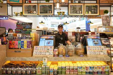 KUALA LUMPUR, MALAYSIA - MAY 09, 2016: indoor portrait of a woman at Suria KLCC. Suria KLCC is located in the Kuala Lumpur City Centre district. It is in the vicinity of the landmark the Petronas Towers.のeditorial素材