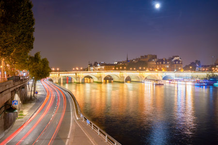 PARIS, FRANCE - CIRCA SEPTEMBER, 2014: Paris at night time. Paris is the capital and most populous city of France.のeditorial素材