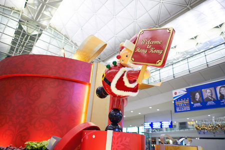 HONG KONG - CIRCA DECEMBER, 2014: inside of Hong Kong International Airport. Hong Kong International Airport is the main airport in Hong Kong.のeditorial素材