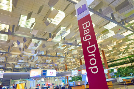 SINGAPORE - CIRCA AUGUST, 2016: inside of Changi Aiport. Changi Airport is the primary civilian airport for Singapore.のeditorial素材