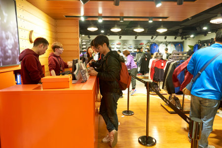 HONG KONG - CIRCA JANUARY, 2016: inside of a store in Hong Kong. Shopping is a widely popular social activity in Hong Kong.のeditorial素材