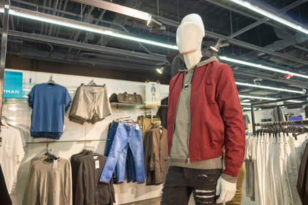CHICAGO, IL - MARCH 24, 2016: inside of Topshop store. Topshop is a British multinational fashion retailer of clothing, shoes, make-up and accessories.のeditorial素材