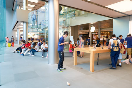HONG KONG - CIRCA SEPTEMBER, 2016: inside of Apple store. Apple Store is a chain of retail stores...