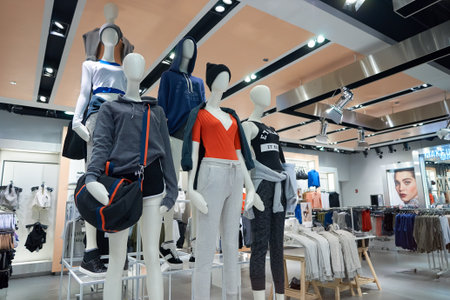 CHICAGO, IL - MARCH 24, 2016: inside of Topshop store. Topshop is a British multinational fashion retailer of clothing, shoes, make-up and accessories.のeditorial素材