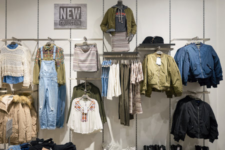HONG KONG - CIRCA JANUARY, 2016: inside of Bershka store in Hong Kong. Bershka is a retailer and part of the Spanish Inditex groupのeditorial素材