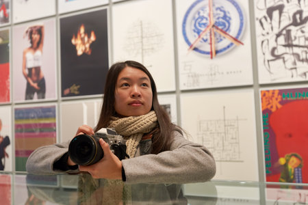 HONG KONG - JANUARY 29, 2016: indoor portrait of a woman in Hong Kong Heritage Museum. Hong Kong Heritage Museum is a museum of history, art and culture in Sha Tin, Hong Kong, located beside the Shing Mun Riverのeditorial素材