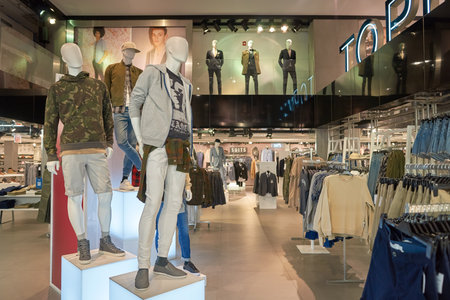 CHICAGO, IL - MARCH 24, 2016: inside of Topshop store. Topshop is a British multinational fashion...