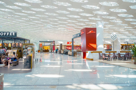 SHENZHEN, CHINA - MAY 11, 2016: Pizza Hut in Shenzhen Bao'an International Airport. Pizza Hut is an American restaurant chain and international franchise.のeditorial素材